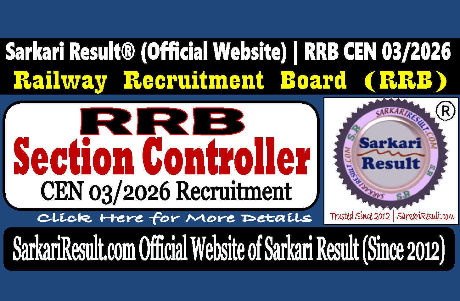Result Flash RRB Section Controller Online Form 2026 RRB Section Controller Online Form 2026