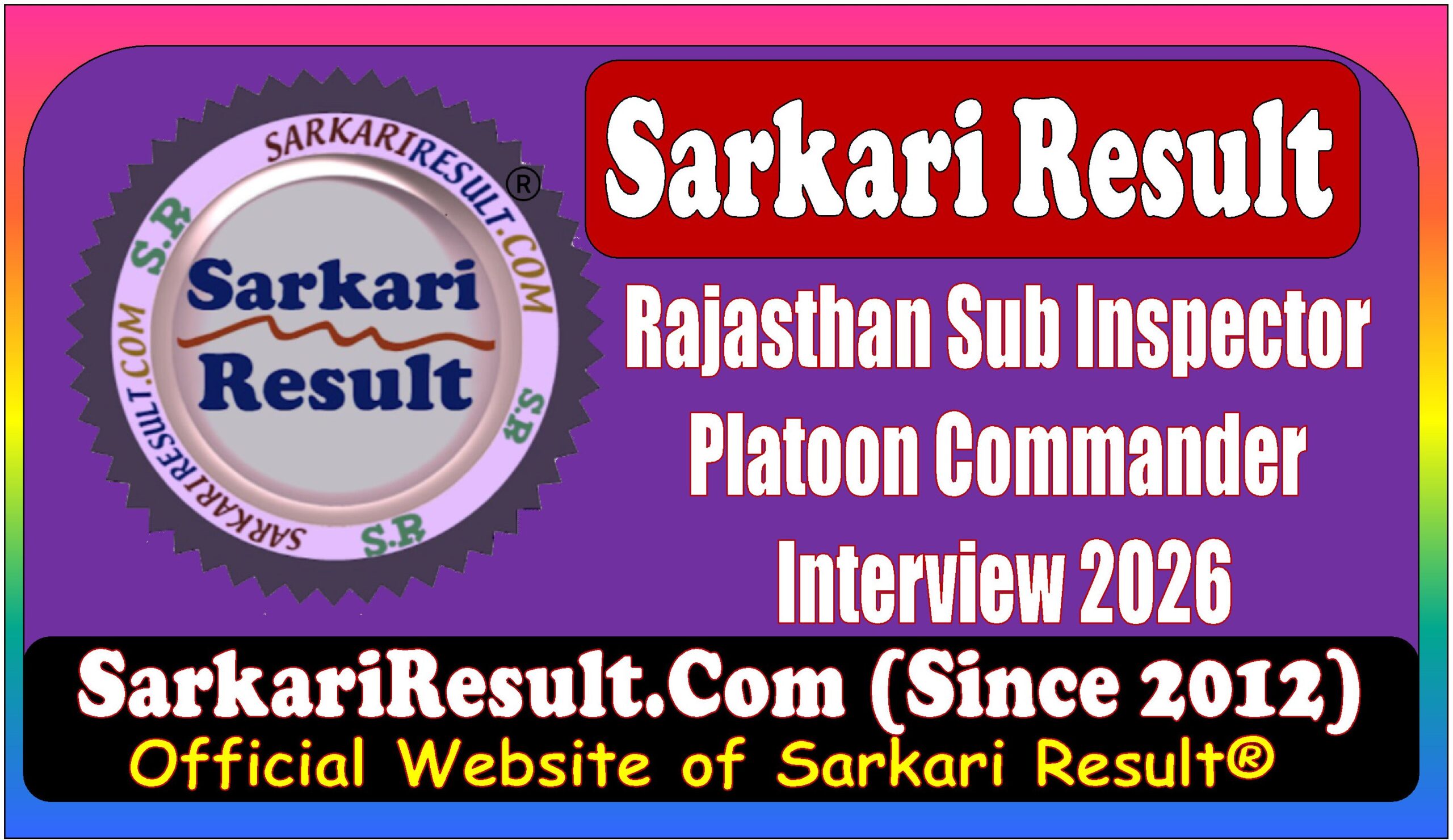 RPSC Sub Inspector, Platoon Commander Interview Letter 2026 RPSC SI, Platoon Commander Interview Letter 2026