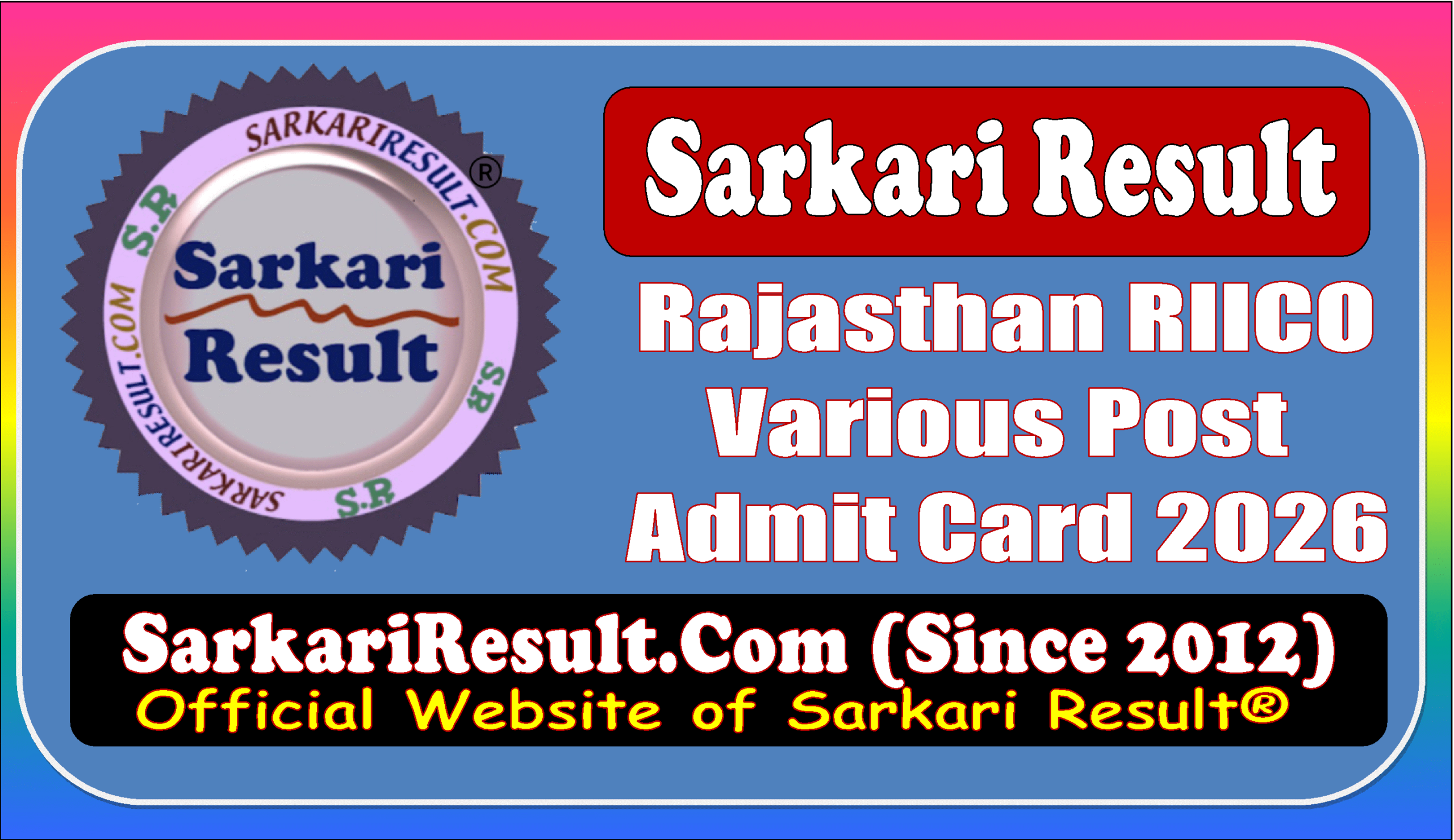 Rajasthan RIICO Various Post 2026 Rajasthan RIICO Various Post Admit Card 2026