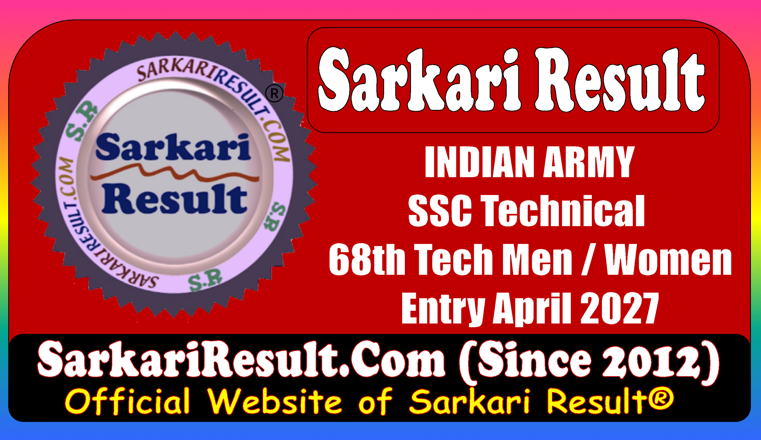 Indian Army SSC Technical 68th Online Form 2026 Sarkari Result Indian Army SSC Technical 68th Online Form 2026