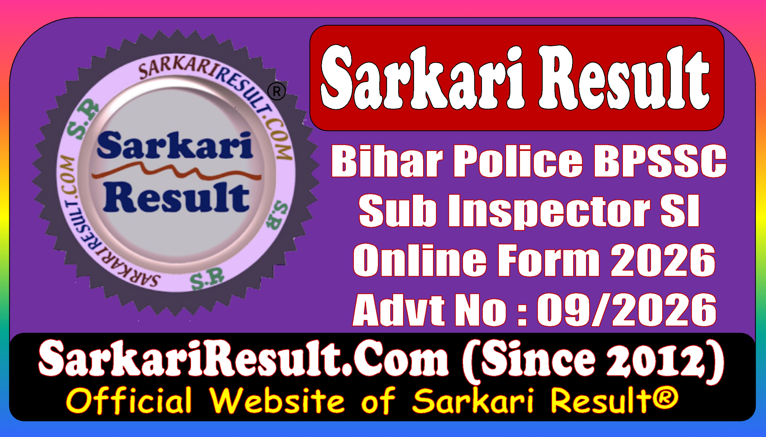 Bihar Police BPSSC Sub Inspector SI General Special Cadre Online Form 2026