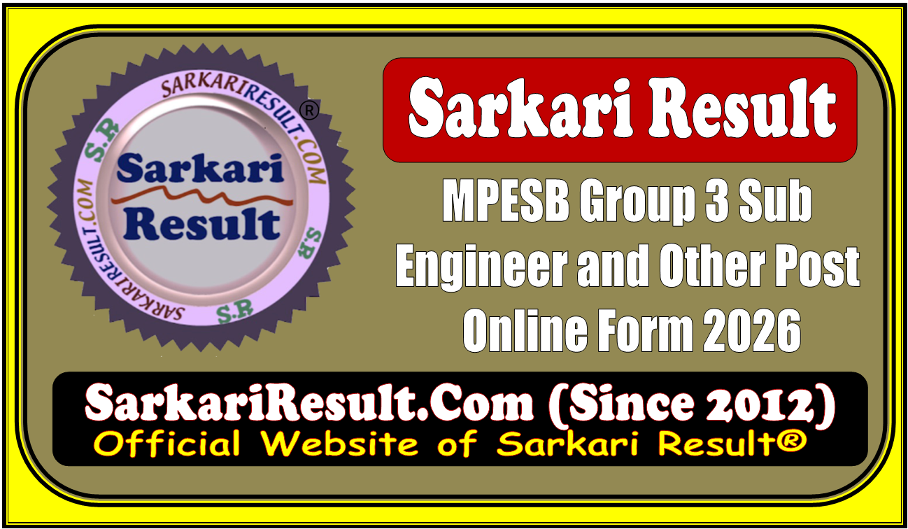 MPESB Group 3 Sub Engineer and Other Post Online Form 2026 for 1040 Post