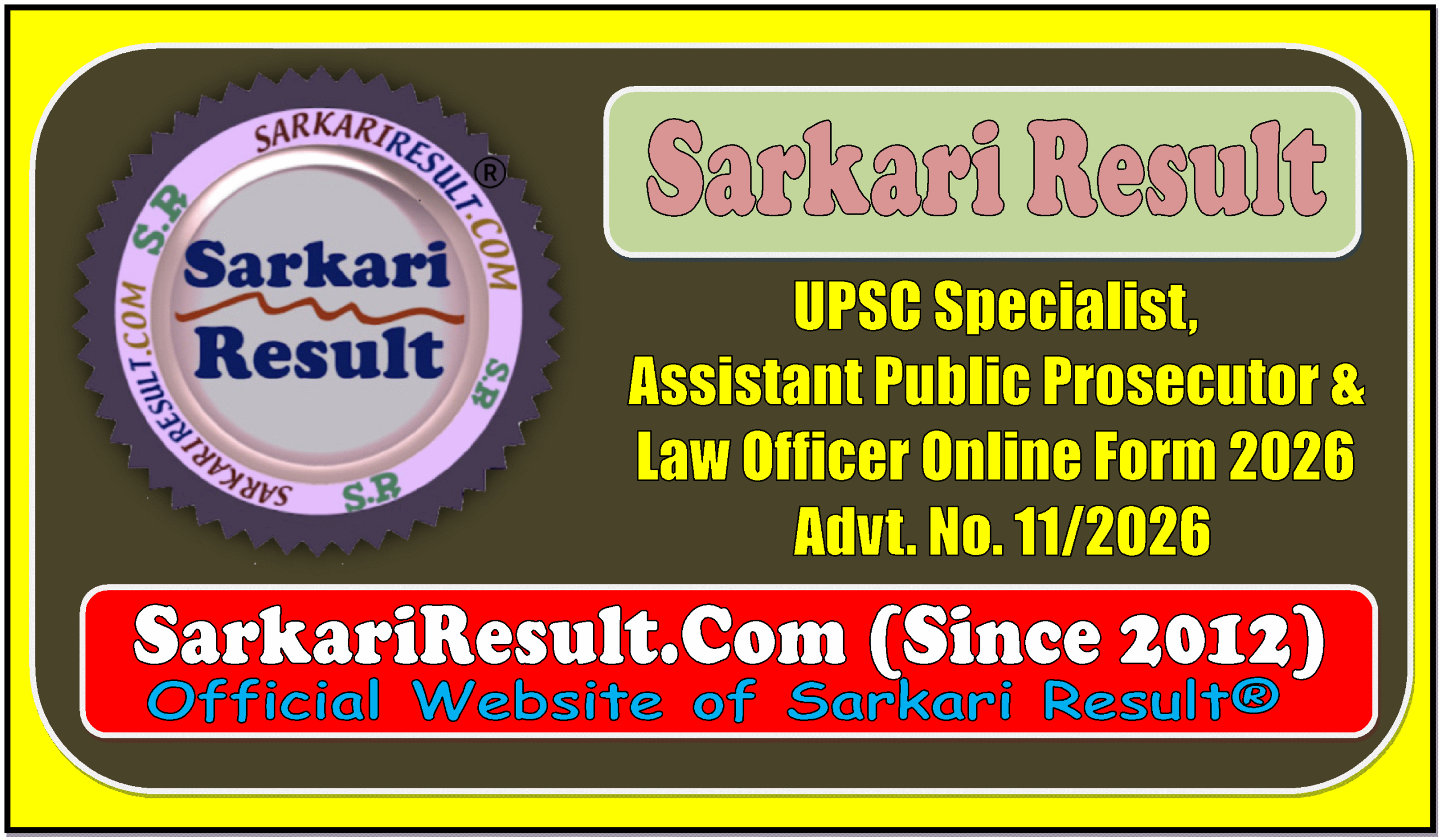 UPSC Advt. No. 11 2026