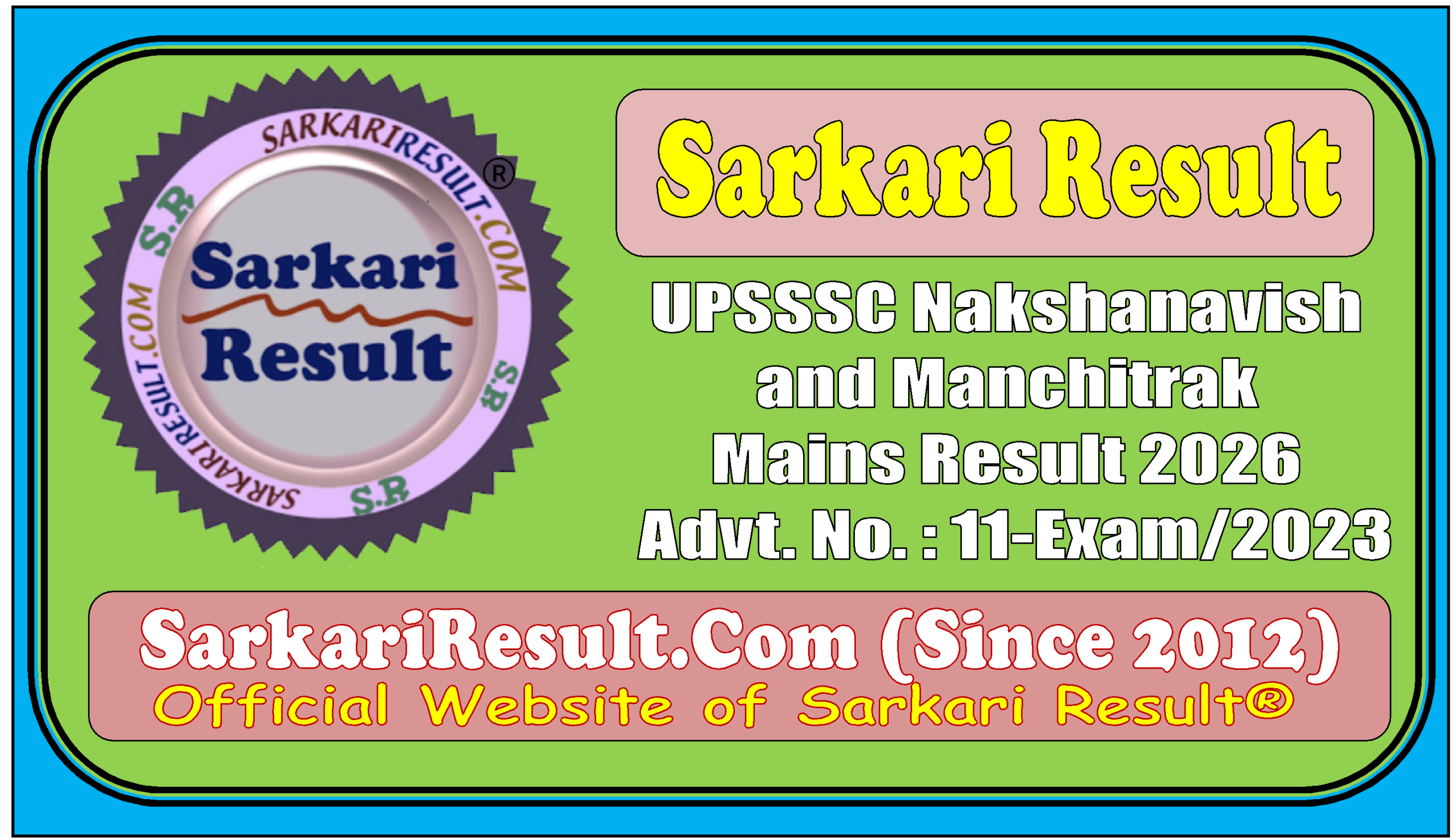 UPSSSC Nakshanavish and Manchitrak Mains Result 2026 Advt. No. : 11-Exam/2023 UPSSSC 1123