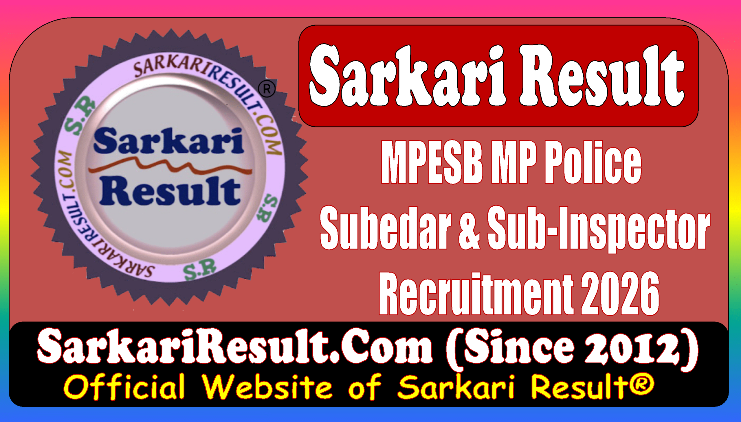 MPESB MP Police Sub Inspector SI and Subedar Online Form 2026