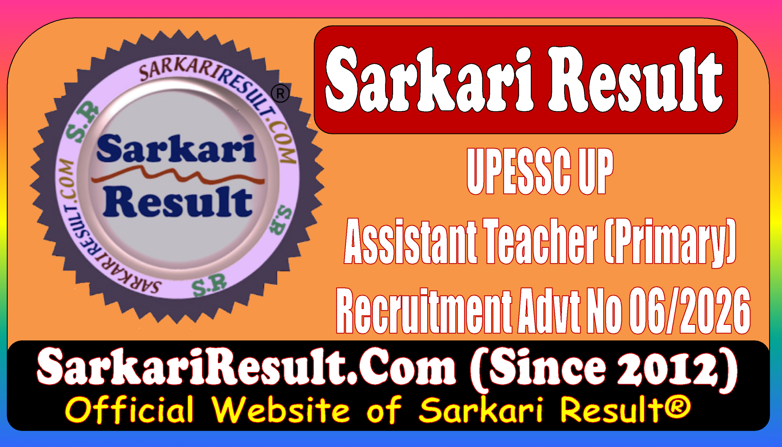 UP Assistant Teacher Primary Class I to V Online Form 2026