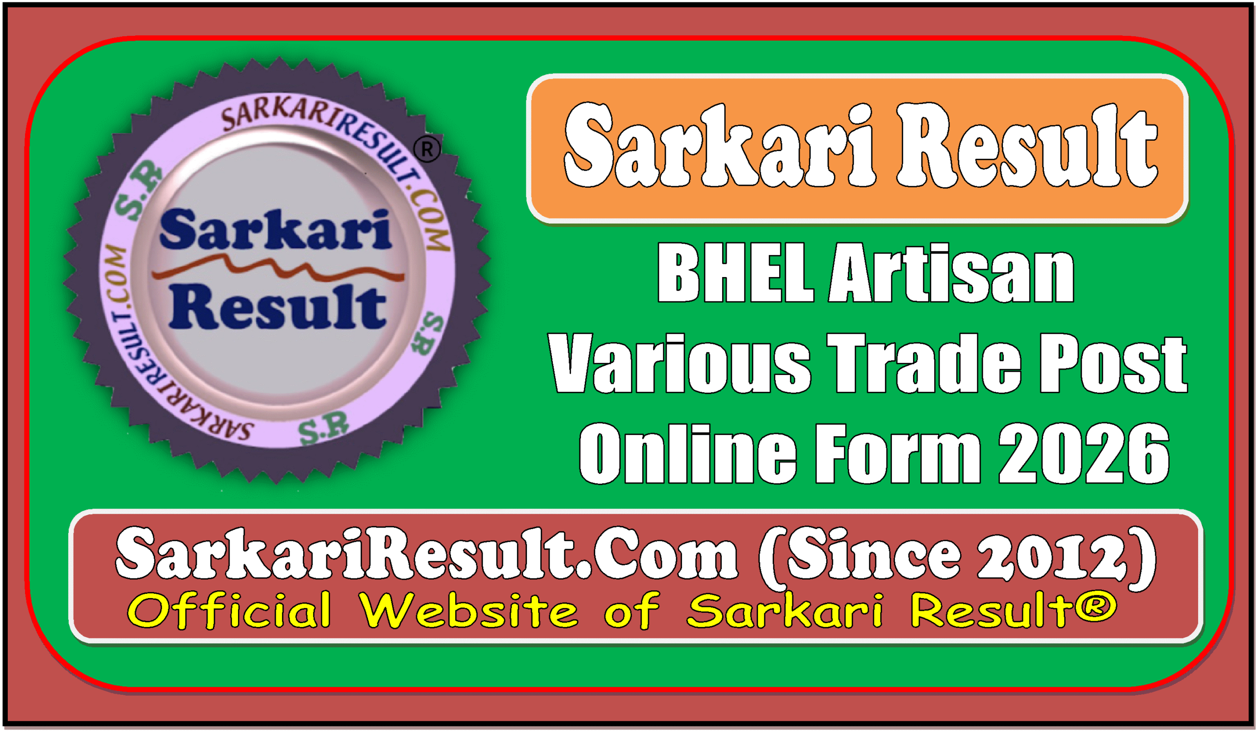 BHEL Artisan Various Trade Post Online Form 2026